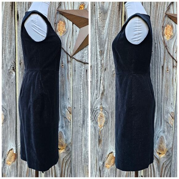Black Velvet Dress J. CREW 365 Size 2 Stretch Cap Sleeve Classy Elegant Simple - Picture 3 of 10